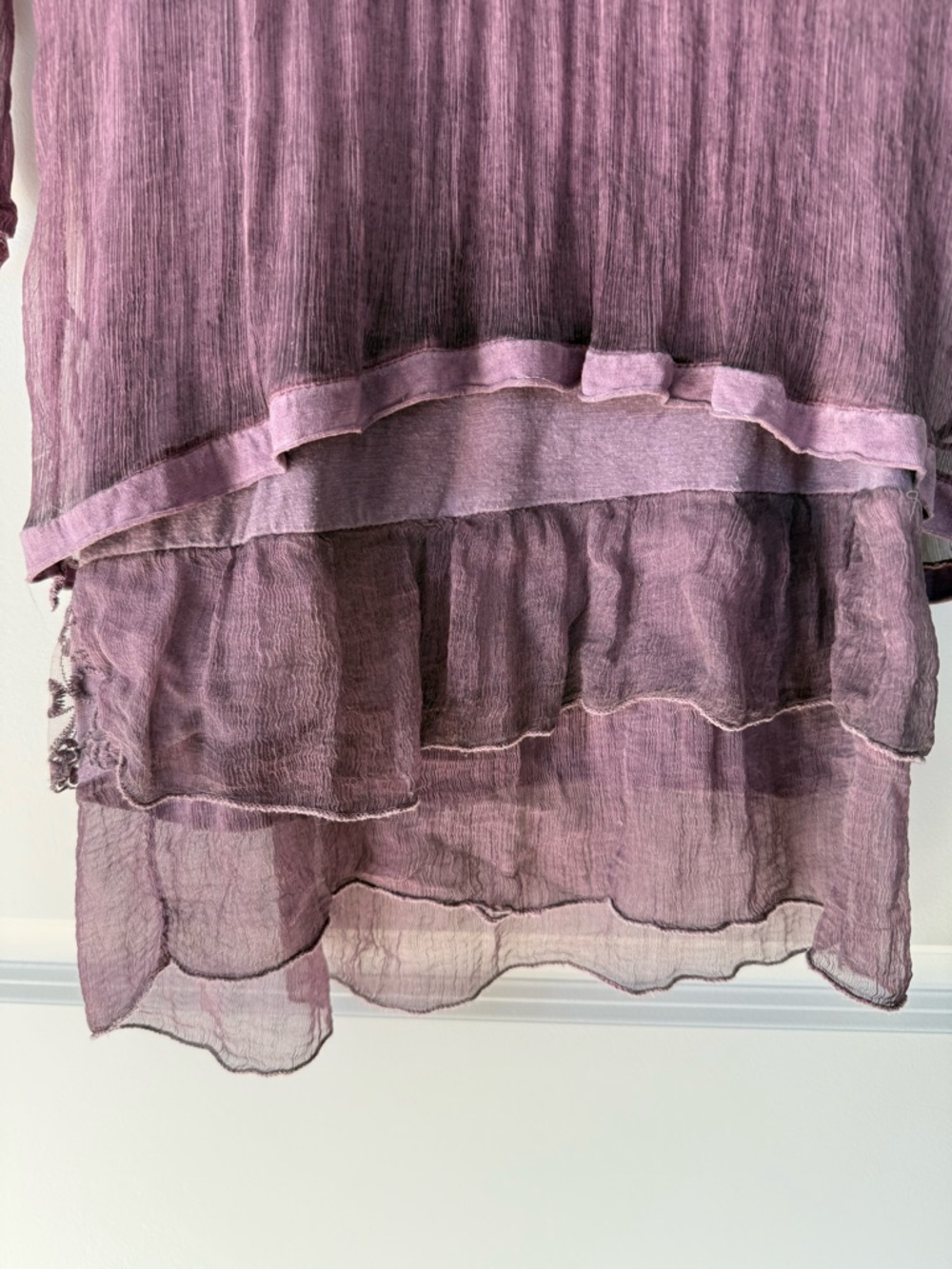 Womens Lace-Trim Plum Long Sleeve Tunic Top - Picture 8 of 9